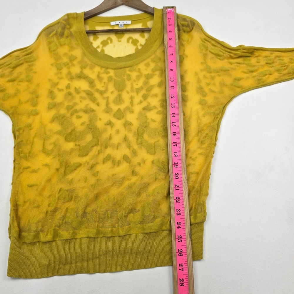 Cabi Womens L Yellow Burnout Sheer Lightweight Textured Knit Long Sleeve Top - Picture 11 of 12